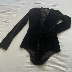 REFORMATION brown lace up bodysuit XS